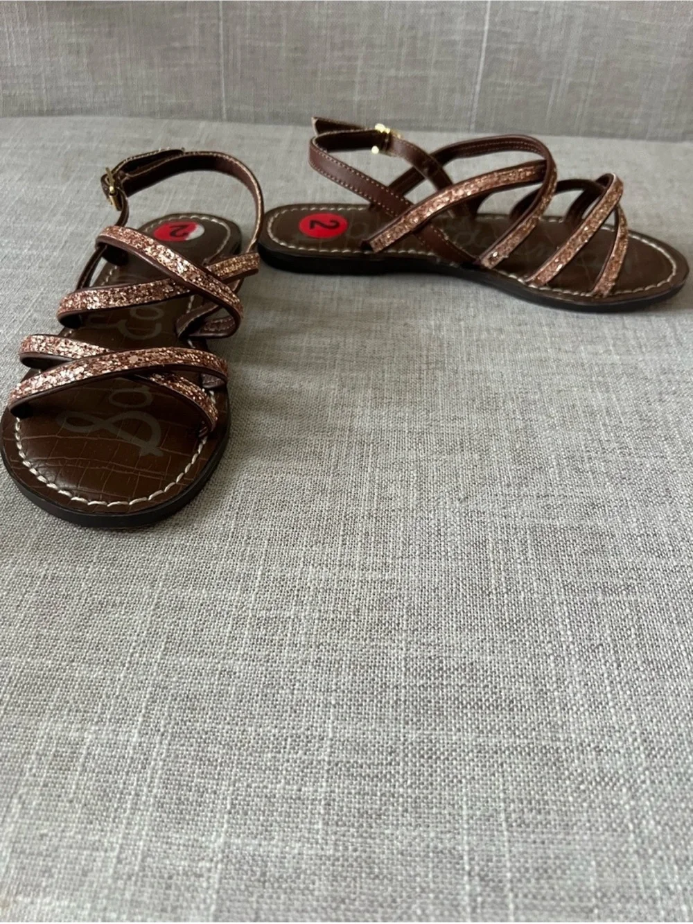 Sam Edelman Strappy Sandals,Girls 2, Brown/Rose Gold , casual dressy summer